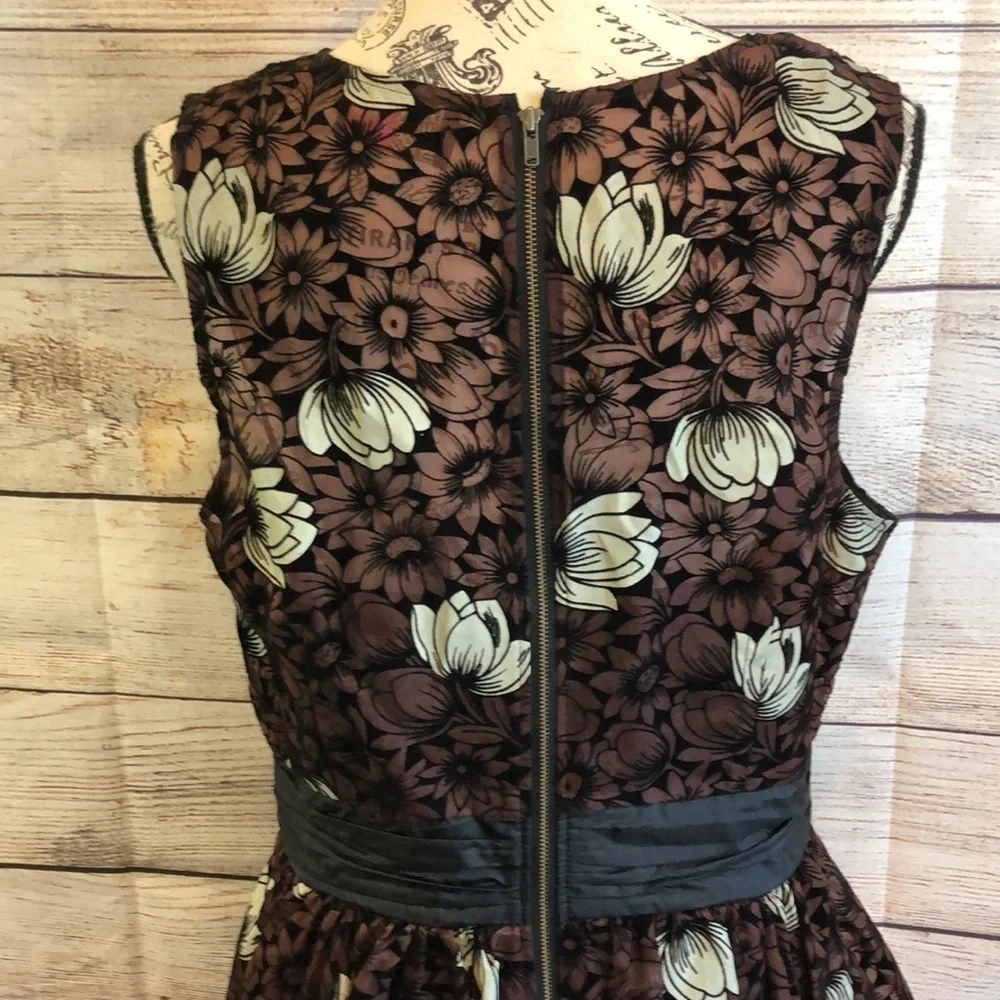 Frock! By Tracy Reese Silk Tea Dress Floral Crinoline Petticoat Chrysanthemum